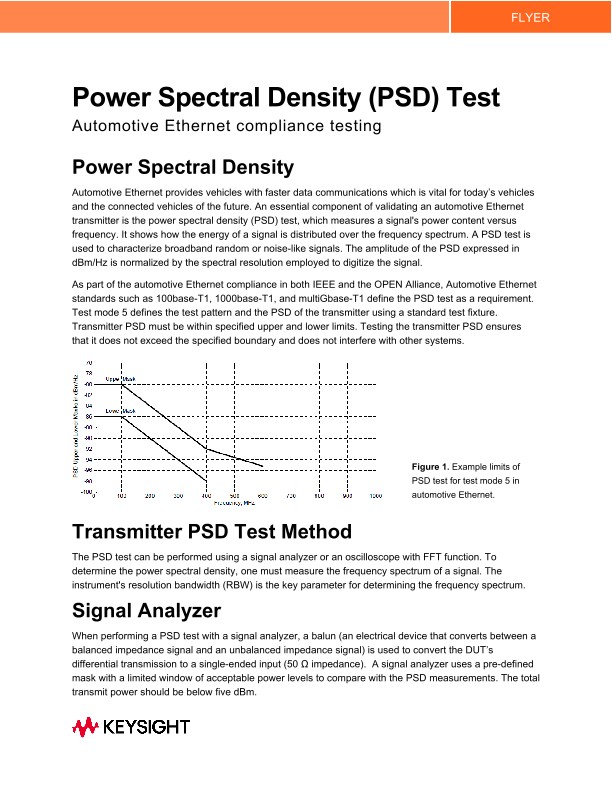 Power spectral density psd test pdf asset page keysight